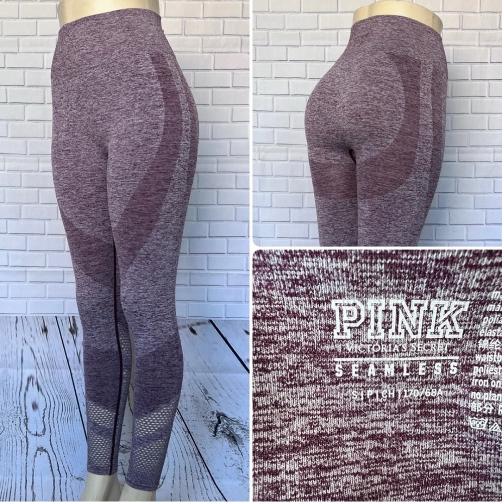 PINK Victoria's Secret VS Purple Maroon High Waisted Seamless Leggings Small